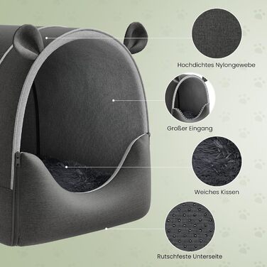 Будка для собак EUGAD, 45x40x45 см, з плюшевою подушкою, 2-в-1, для маленьких собак, тепла, для вулиці, зимостійка