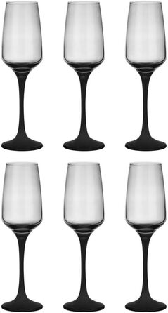 6 келихів для шампанського та ігристі вина Sendez 210 мл з чорним ніжкою