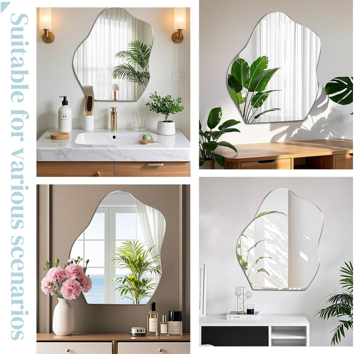 Дзеркало на клейкій основі Spiegel 35x35 - набір дзеркальних плиток для стін, самоклеючі дзеркала, набір для дому, кухні, ванної кімнати, спальні (38x47.8cm)