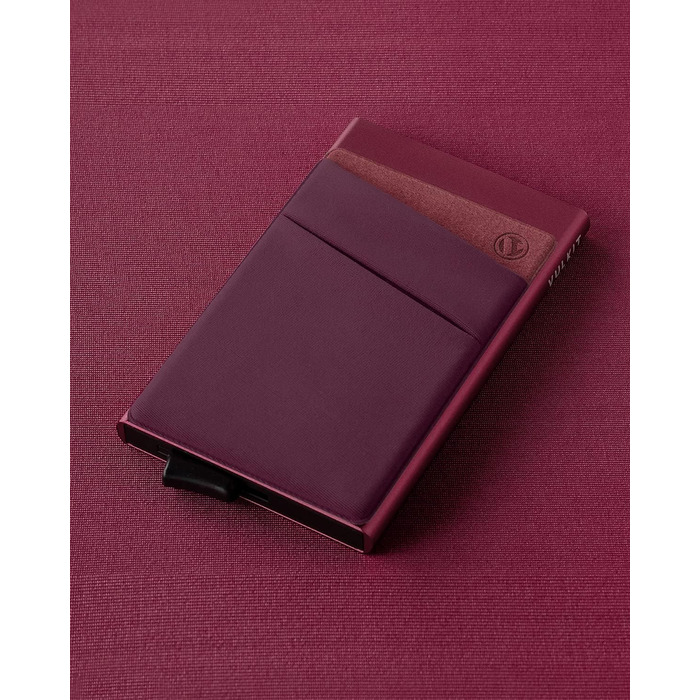 Чоловіче картхолдер VULKIT з RFID NFC захистом та відділенням для грошей - компактний картхолдер для 5-7 карток та банкнот (вишневий)