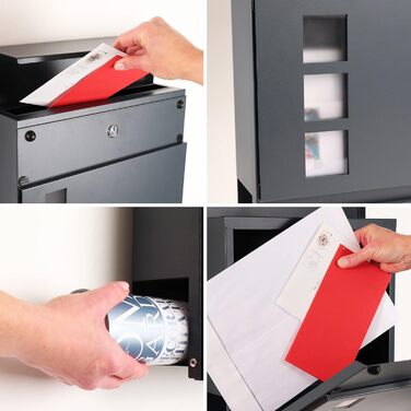 Поштовий ящик Forgard Helsingborg антрацит з газетницею, RAL 7016, персоналізований, з монтажним комплектом. З цинкової сталі, сучасний дизайн.