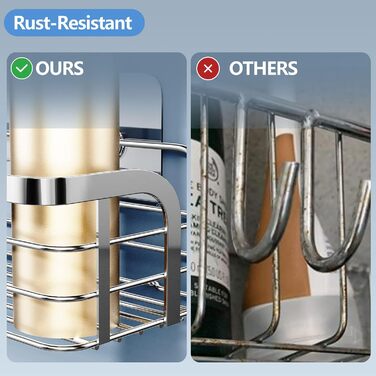 Двосекційна самоклеюча поличка для душу з нержавіючої сталі, органайзер для шампуню та кондиціонера, сріблястого кольору