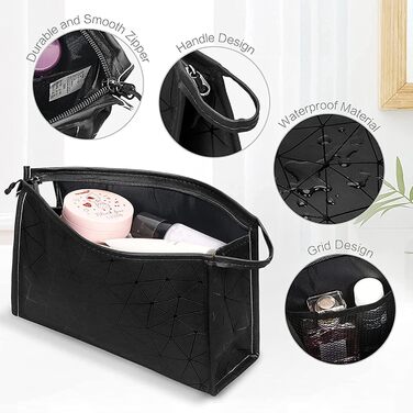 Набір косметичок 3 шт. з блискавкою: водонепроникні органайзери для косметики та подорожей (зелений, чорний)