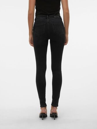Джинси жіночі VERO MODA Skinny Fit Vmflash Mid Rise, чорний денім, розмір M/30L