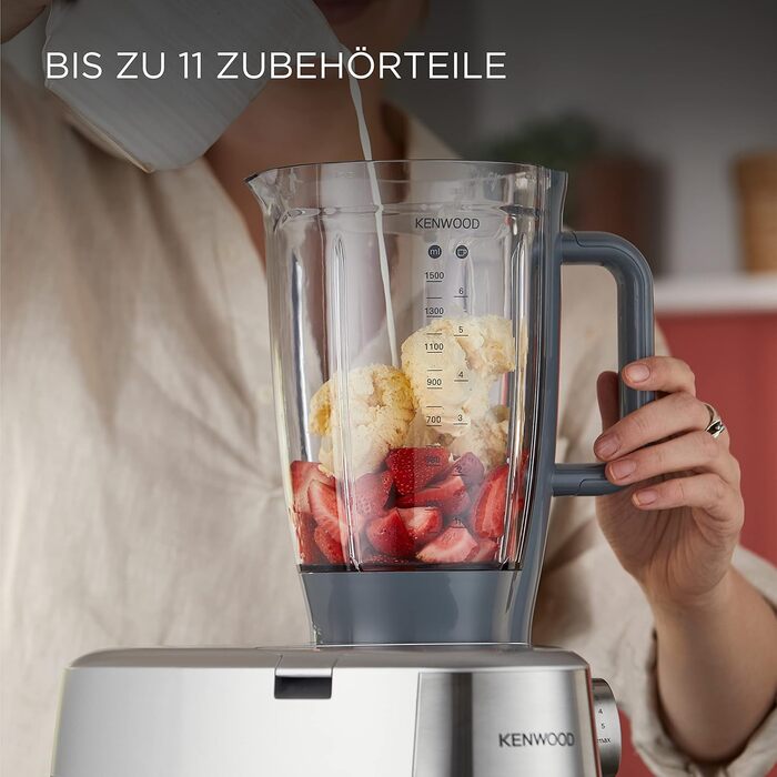 Кухонна машина Kenwood Prospero+ KHC29.A0SI, 1000 Вт, чаша зі сталі 4,3 л, з вінчиком, К-міксером, гаком для тіста та захисним екраном, біла