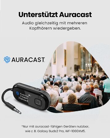 Bluetooth-адаптер для літака Avantree Voyager з підтримкою Auracast, чорний