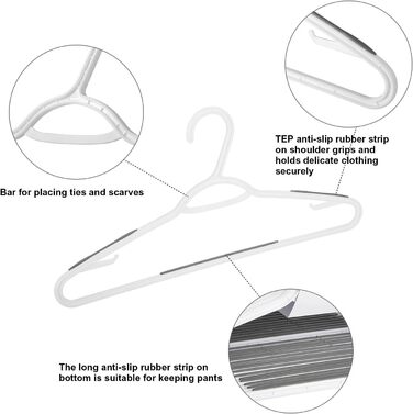 Пластикові вішалки для одягу, гнучкі, неслизькі, сірі, 30 шт.