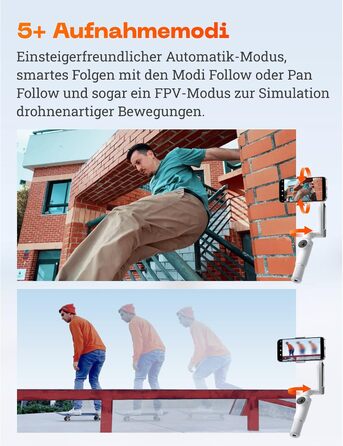 Insta360 Flow - Gimbal для смартфона з автотрекінгом, 3-осьова стабілізація, вбудований селфі-стік та штатив, білий