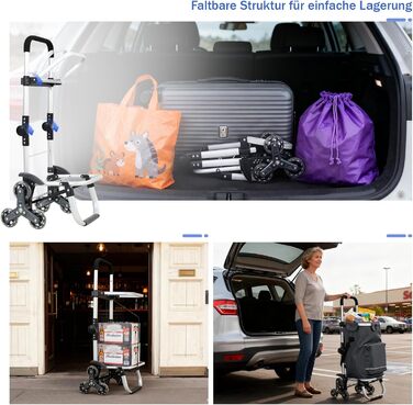 Тролей для покупок Sekey XXL з підйомником для сходин, 3-колісний вагончик для кемпінгу та покупок, регульована ручка, алюміній 3-в-1, з відділенням для охолодження та напоїв (сірий)