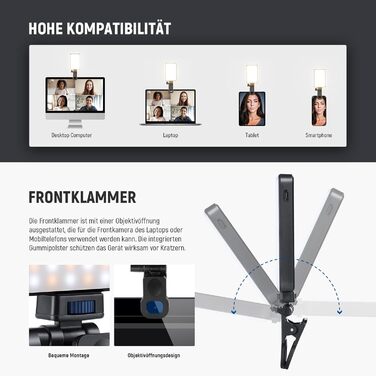 NEEWER LED світло для селфі та татуювань BL120B - сумісне з iPhone, з кліпсою, CPL фільтром, штативом та тримачем для телефону, для фото та відео