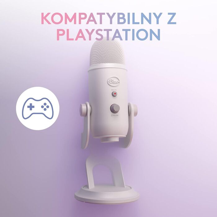 Мікрофон Logitech G Blue Yeti USB для стрімінгу, подкастів та запису (білий). Преміум-якість, Blue VO!CE, сумісний з PC та комп'ютером.