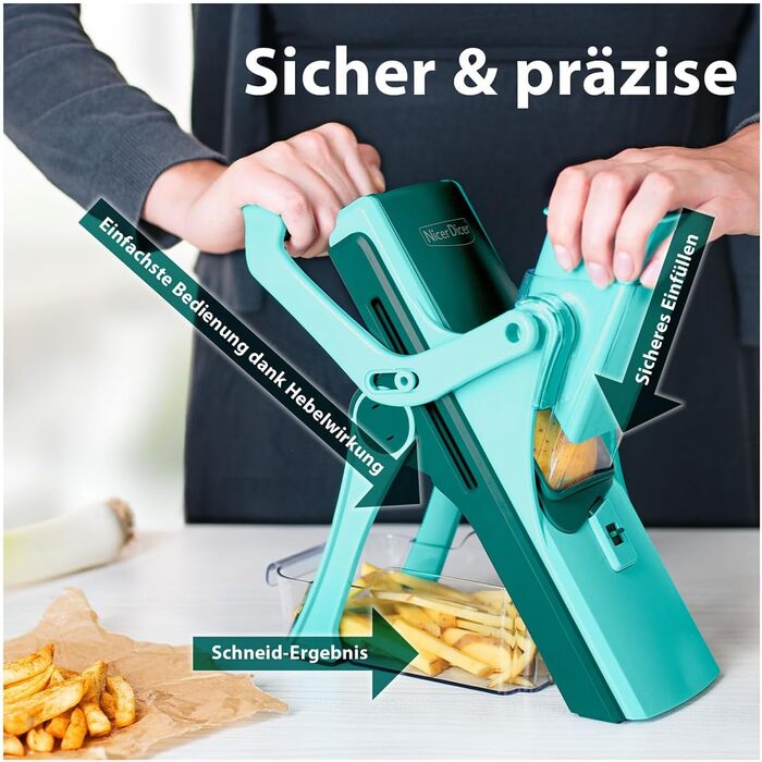 Nicer Dicer Mandoline Vegetable Slicer 12-Piece Set - Vegetable Chopper, Julienne Cutter, Cucumber Slicer, Turquoise/Green
