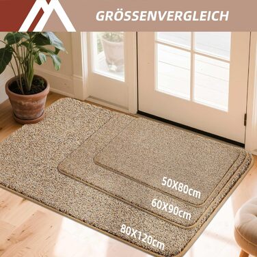 Килимок для входу COSY HOMEER бежевий 60x90 см, м'який, вологопоглинаючий, антиковзкий, для кухні, коридору, приміщення