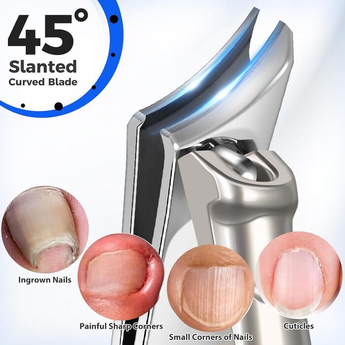Манікюрний інструмент для догляду за нігтями для людей похилого віку та чоловіків з товстими нігтями, 16 мм/37 мм, професійний, срібний