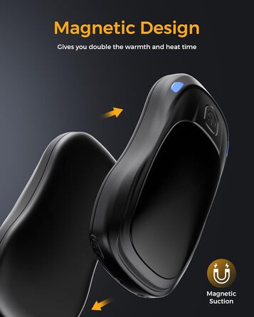Електричні грілки для рук 2 шт. з AI-чіпами, багаторазові, з магнітним USB-підключенням, 3 режими нагріву, до 24 годин роботи, чорні - подарунок для жінок та чоловіків