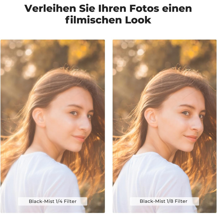 Фільтри K&F Concept Black Mist 1/4 та 1/8, 67mm, Black Promist Filtersets, Nano-Klear (Ефектний фільтр дифузії)
