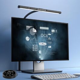 LED лампа настільна AmazLit з доглядом за очима, регульована яскравість та колірна температура, без відблисків, з жестами, пам'ять, 12W, чорна