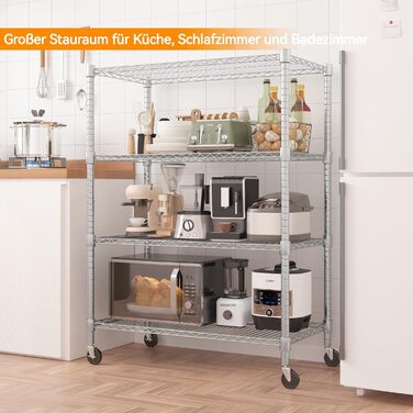Adjustable 5-Tier Wire Shelving Unit with Wheels and Leveling Feet