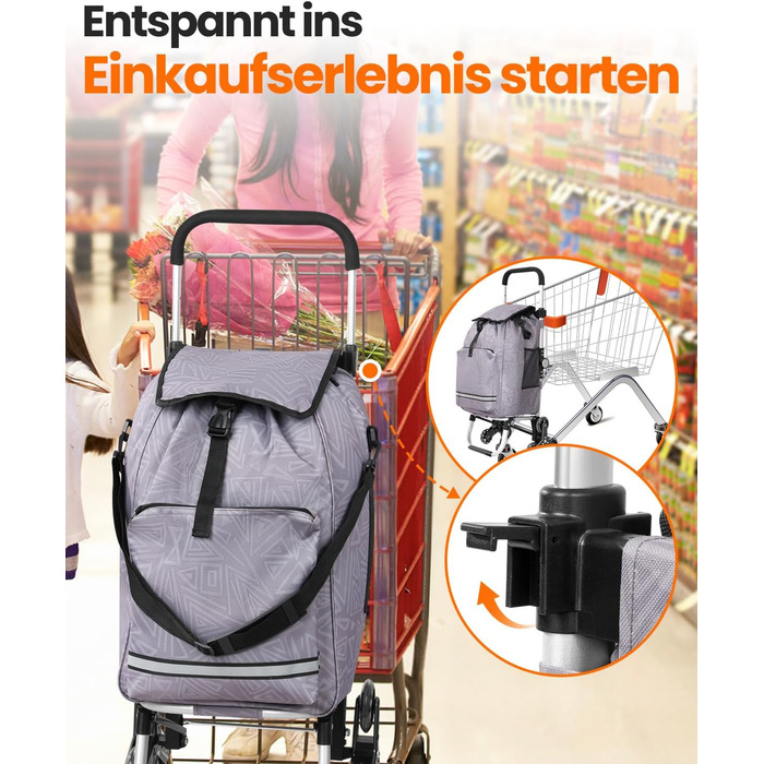 Складаний візок для покупок Homecall 50L з охолодженням та трепін-коліщатками