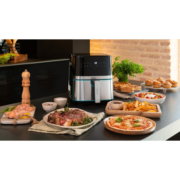 Аерофритюрниця Cecotec Cecofry Full Inox 5500 Pro, 5.5 л, 1700 Вт, цифрова безмасляна фритюрниця з корпусом із нержавіючої сталі та 8 режимами приготування