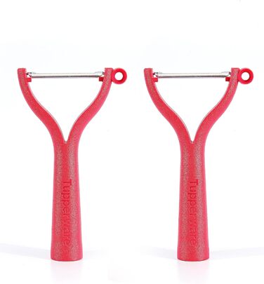 TUPPERWARE Universal Peeler (2) Red D119 Flat Grind Wavy Grind