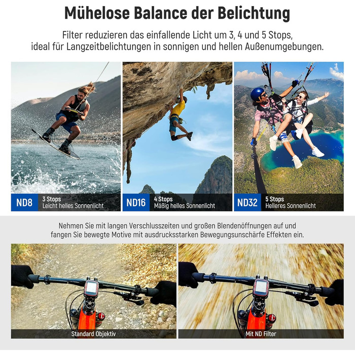 Фільтри NEEWER CPL ND для GoPro Hero 13/12/11/10/9 (6 шт.): CPL, ND8, ND16, ND32, ND64, ND1000. HD багатошарові поляризаційні фільтри нейтральної щільності для екшн-камери