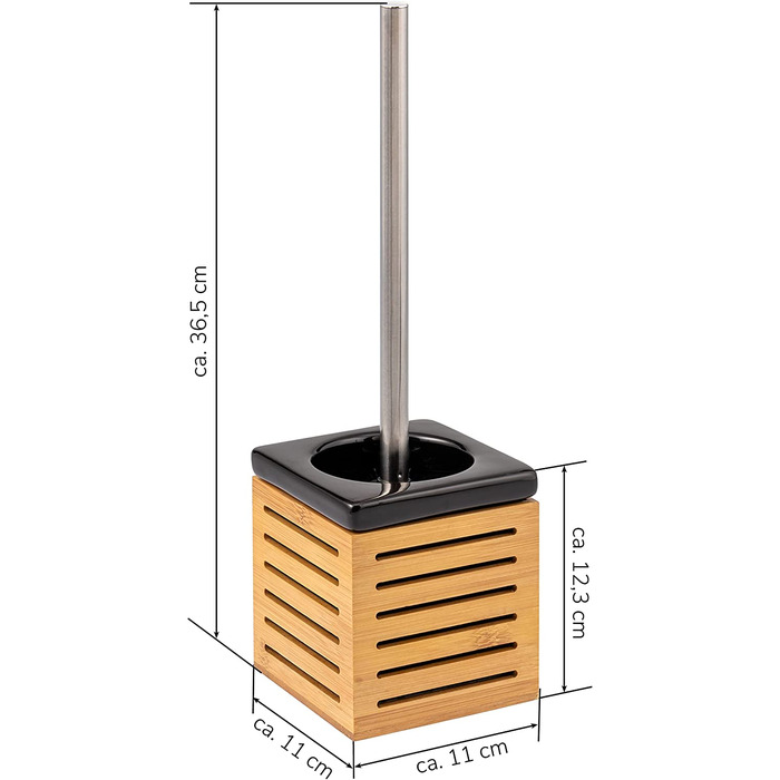 Bremermann WC brush holder, Bamboo, Ceramic, Toilet set, Toilet brush holder (black)