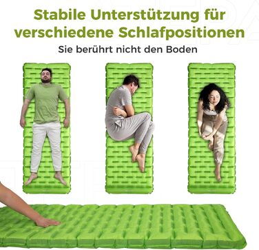ATEPA ThermAir ізомат для кемпінгу та трекінгу, 6R, R-значення 6.6, 7 камер, компактний, з сумкою, 9см товщина, 9см зелений