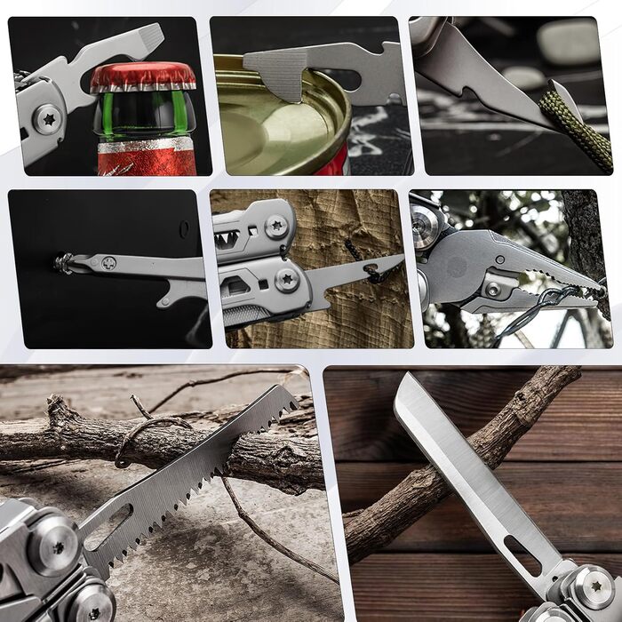 Мультитул з нержавіючої сталі 14-в-1, багатофункціональний інструмент, з ножем, лінійкою, пилкою, для кемпінгу, туризму, з чохлом, чорний
