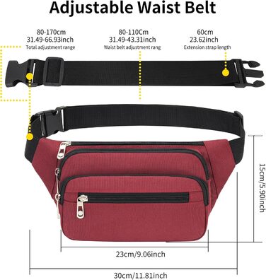 Поясна сумка на пояс, нагрудна сумка, унісекс, сучасна, для подорожей, прогулянок, собак, чоловіча та жіноча (Вишневий)