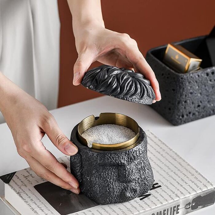 Відро для сміття на вулицю та балкон, герметичне, як стильний декор. Підходить для бетону та нержавіючої сталі. (Чорний) (Білий - С, L)