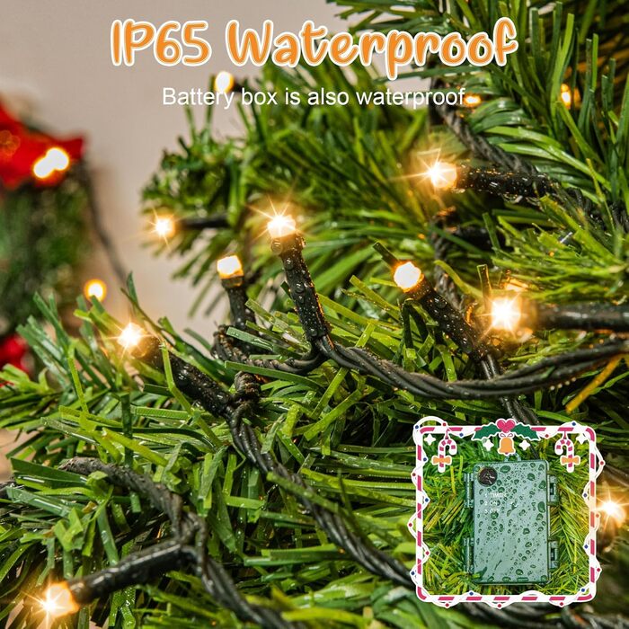 Гірлянда декоративна Halloween на батарейках/USB, 60 LED, 12м, таймер, вологостійка, тепле світло, для дому та саду