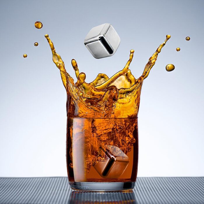 Камені для віскі Com-Four® з нержавіючої сталі - подарунчий набір (12 шт.) з мішечком та коробкою