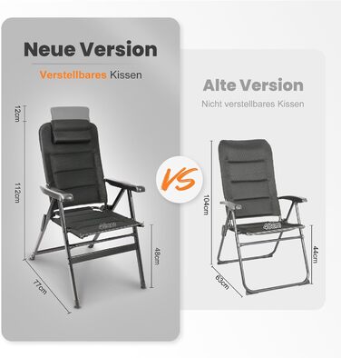 Крісло для кемпінгу Homecall складне, 150 кг, для саду, балкону, риболовлі, чорне. Регульована спинка, з підлокітниками.