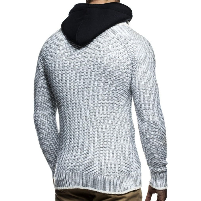 Чоловіча в'язана куртка Leif Nelson з відстібаною капюшоном та блискавкою - чоловічий кардиган з м'якого трикотажу для зими та літа XXL, бежево-сірий