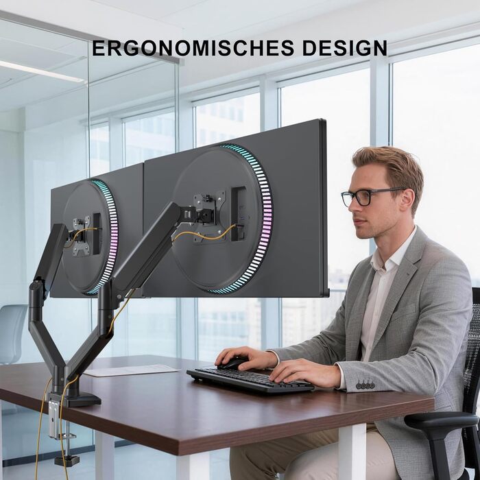 Кріплення для монітора WALI до 49 дюймів, підтримує LED/LCD монітори до 15 кг, регульована висота, нахил, поворот, VESA 75/100 мм, чорний (GSM001XL)