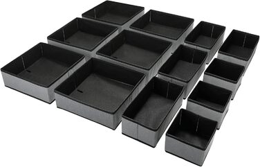 Puricon 13-Piece Storage Box Set Fabric Drawer Organizers/Organization System for Clothes Foldable Storage Boxes Set Boxes for Closet Bedroom - Grey