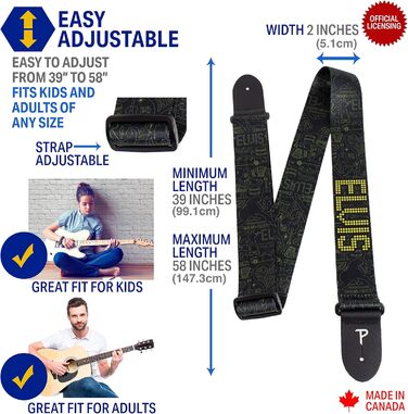 Гітарний ремінь Perri's Leather Poly Pro Hootenanny, 58 дюймів, чорний