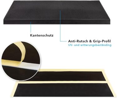 Rubber Threshold Ramps - Non-Slip Transition Mats for Indoor/Outdoor Use - 5 Piece Set - Various Designs - 25x75cm (Santiago)