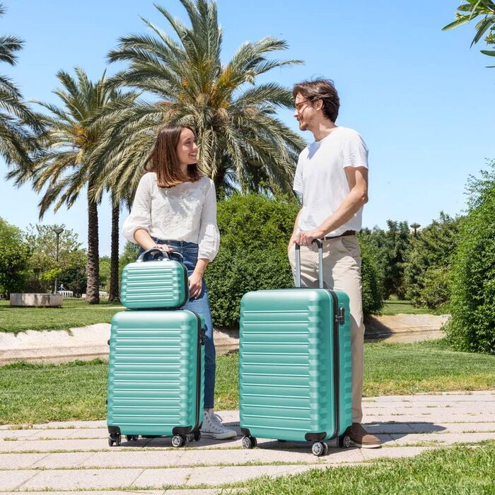 Набір валіз NUMADA 4 шт. (75см, 63см, 53см, культиватор), ABS, міцний, мінтовий