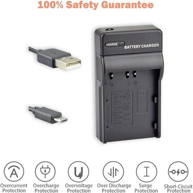 Акумулятор DSTE EN-EL3E (2 шт.) та Micro USB зарядний пристрій - сумісний з Nikon D30, D50, D70, D70S, D90, D80, D100, D200, D300, D300S, D700