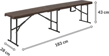 Стіл-буфет Floordirekt Buffettisch: розкладний пластиковий стіл 183x76 см з ручкою для перенесення, для саду, тераси, балкону, кемпінгу (на 6 осіб)