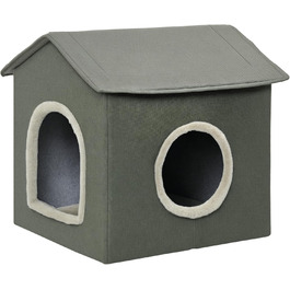 Павгют Будка для кота з лежаком та когтеточкою, XXL, сіра, 39 x 43,5 x 40,5 см