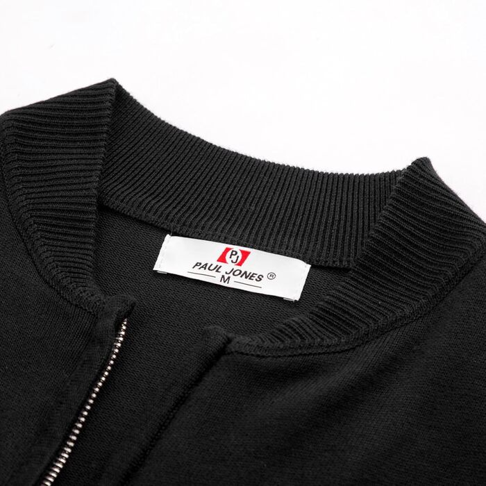 Кардиган чоловічий PJ PAUL JONES з коміром-стійкою та блискавкою, класичний в'язаний, зимовий, чорний XXL