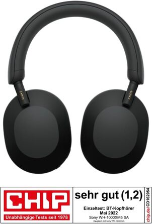 Навушники Sony WH-1000XM5 чорні: бездротові, з шумозаглушенням, Bluetooth, Hi-Res Audio, до 30 год роботи, для iOS та Android + жорсткий кейс