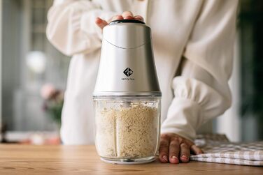 Електричний подрібнювач Family Care для кухні: 3 титанові леза, 300W, скляна чаша 600 мл, багатофункціональний, для м'яса, цибулі, овочів, горіхів, льоду