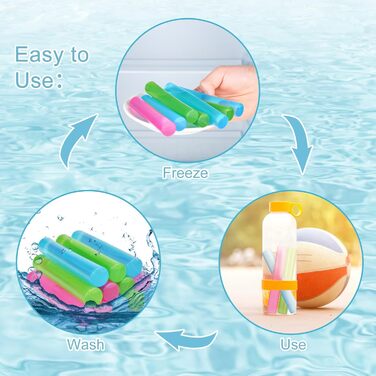 12 Reusable Ice Cubes for Drinks, Quick Freeze, Reusable Water Bottle, Ice Stick, BPA-Free, Washable Plastic Ice Cubes for Whiskey, Wine, Coffee (Multicolor)
