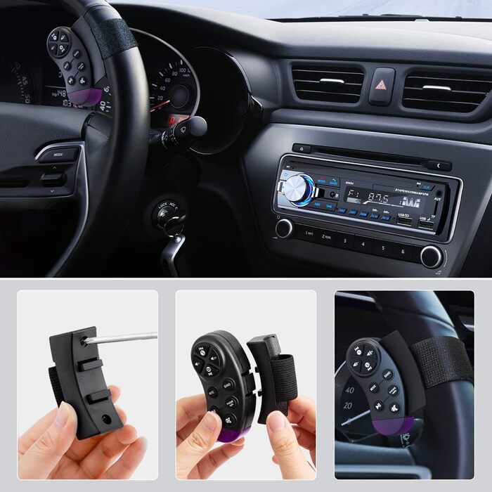 Автомобільна магнітола Lifelf 1 DIN RDS Bluetooth, 4x65Вт, MP3/USB/FM, підтримка iOS/Android, без CD, чорна/срібляста