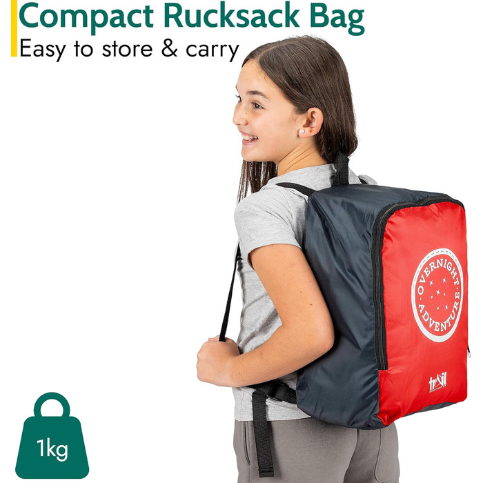 Дитячий спальний мішок Trail Mumienschlafsack 3 сезони для кемпінгу – 300gsm – червоний (для хлопчиків та дівчаток)