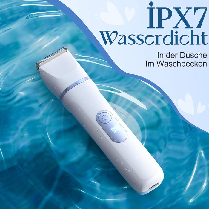 Електричний жіночий триммер 3-в-1 для тіла та інтимної зони з LED-дисплеєм, IPX7, USB, (Блакитний)